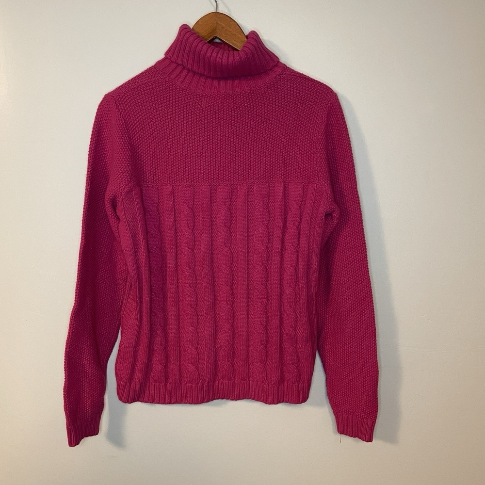 Vineyard Vines Sweater Womens Large Pink Angora Cashmere Cable Knit Turtleneck - Picture 4 of 5
